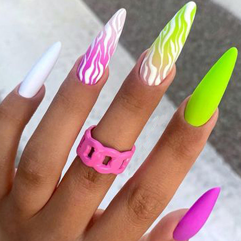 Wholesale Frosted Tip Green Ripple Nail Stickers